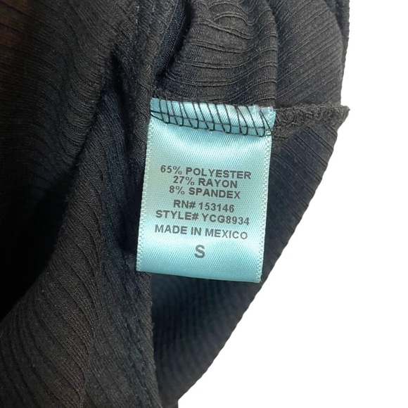 Good Luck Gem Eyelet Trim Puff Sleeve Ribbed Bodysuit in Black Size S - Picture 7 of 11